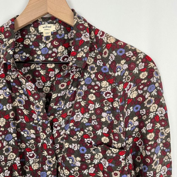 Aritzia Wilfred Floral Print Long Utility Cargo Shacket Trench Coat Light Jacket - Picture 7 of 10